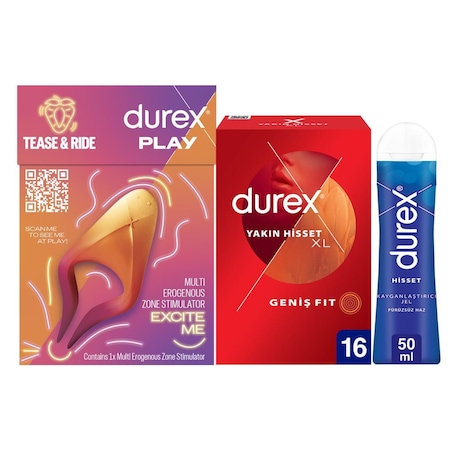 Durex Çoklu Erojen Bölge Uyarıcı + Yakın Hisset Xl Prezervatif 16lı+ Hisset Kayganlaştırıcı Jel 50ml