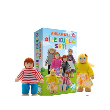 Circle Toys Ahşap 6'lı Aile Kukla Seti CRCL112