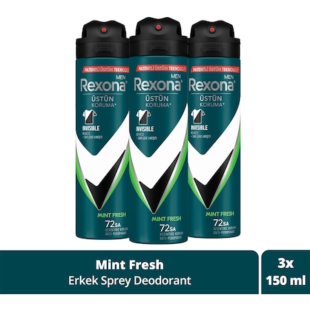 Rexona Men Mint Fresh Erkek Sprey Deodorant 3 x 150 ML