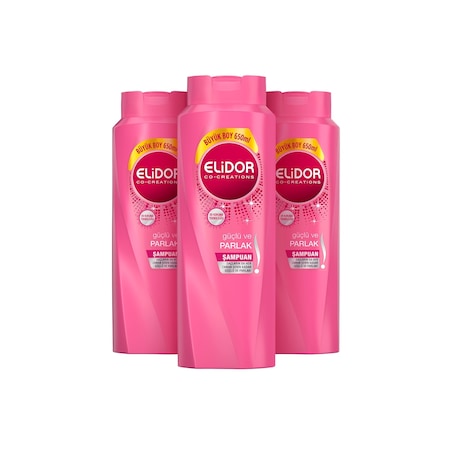 Elidor Güçlü ve Parlak Saç Bakım Şampuanı 3 x 650 ML