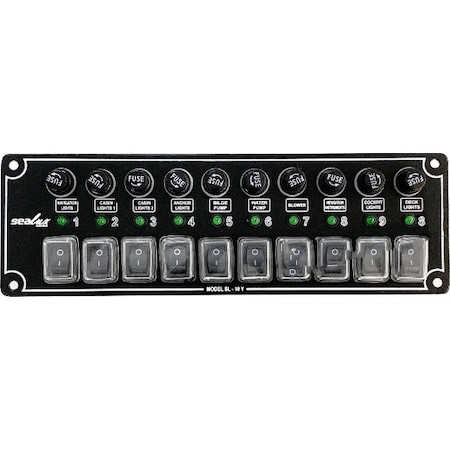 Sealux Switch Panel 10 Anahtar Yatay 12-24v Sigorta Paneli Tekne - Karavan