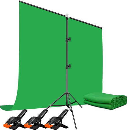 Green Screen 150 x 200 CM Fon Perde Yeşil + Fon Standı + 3 Mandal