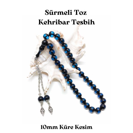 Sürmeli - Toz Kehribar Tesbih - 10 Mm Küre Kesim