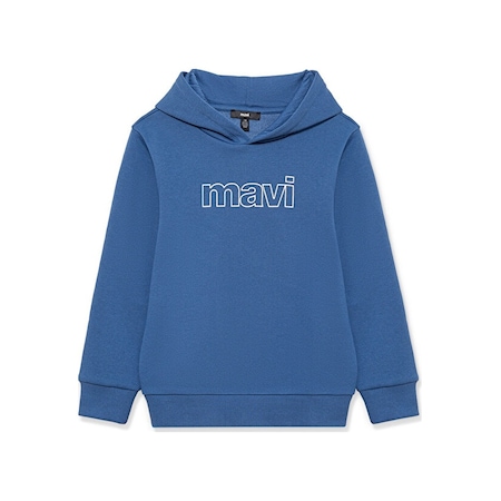 Mavi - Mavi Logo Baskılı Fermuarlı Mavi Sweatshirt 6s10041-70719