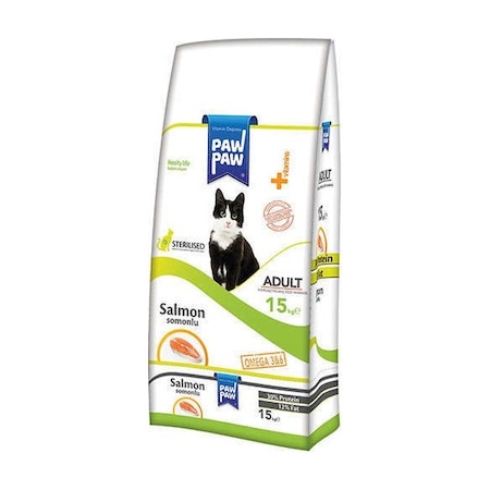 Paw Paw Sterilised Somonlu Kısırlaştırılmış Yetişkin Kedi Maması 15 KG