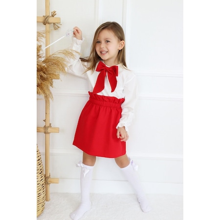 Parla Kids Tkm-0183.3 Kız Çocuk Etek Bluz Takım Kırmızı