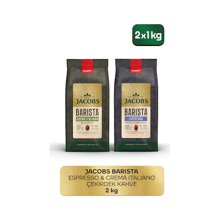 Jacobs Barista Çekirdek Kahve Avantajlı Paket 2 KG Crema Italiano 1 KG + Espresso 1 KG