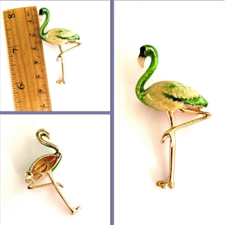 Omeniv Vintage Retro Stil Yeşil Flamingo Tema Broş İğne 37866774