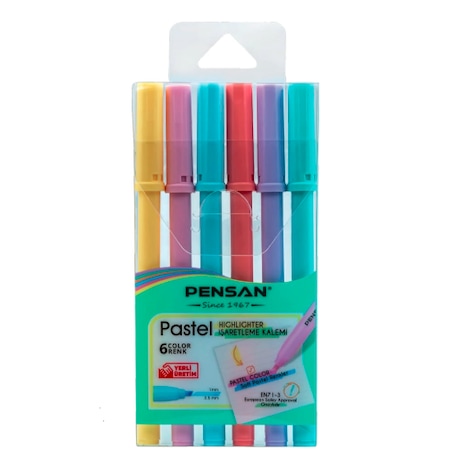 Pensan Fosforlu Kalem 6 Renk Pastel Kesik Uç