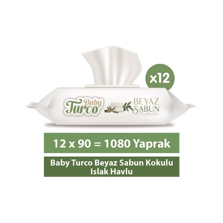 Baby Turco Beyaz Sabun Kokulu Islak Havlu 12 X 90 Adet