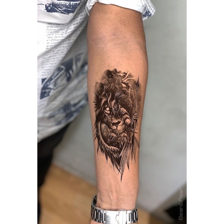 Gladiator Aslan Dövmesi Tattoo Geçici Dövme Unisex Aksesuar Şık