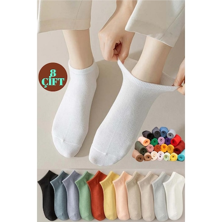 Yazlık Penye - Kadın Patik Çorap 8'li 8 Adet Parfümlü Düz Desen