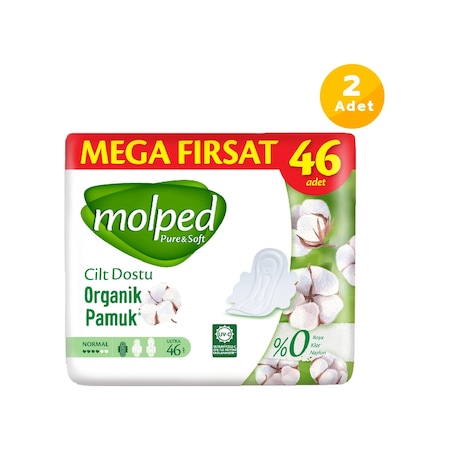 Molped Pure & Soft Mega Fırsat Hijyenik Ped Normal 2 x 46'lı