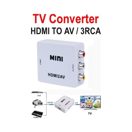 Hdmi To Rca Tos Av Çevirici Dönüştürücü Tüplü Tv 1080P Televizyon