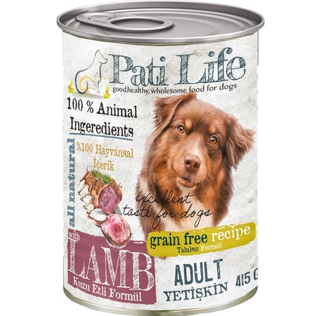 Pati Life Tahılsız Kuzu Etli Konserve Yetişkin Köpek Maması 5 x 415 G