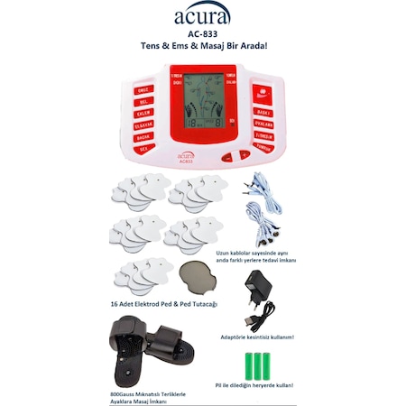 Acura Ac-833 K 16 Pedli Tens Ems Masaj Üçlü Fizik Tedavi Cihazı