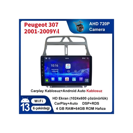 Peugeot 307 2001-2009yıl Carplay 9inç 4/64gb Multimedya