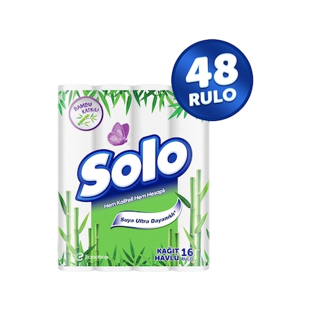 Solo Bambu Katkılı Suya Karşı Ultra Dayanıklı Kağıt Havlu 48'li