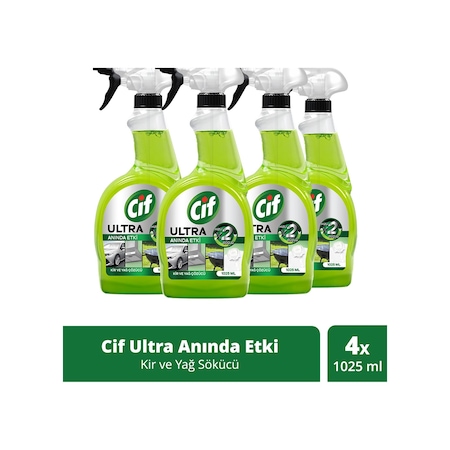 Cif Ultra Anında Etki Kir ve Yağ Çözücü 4 x 1025 ML