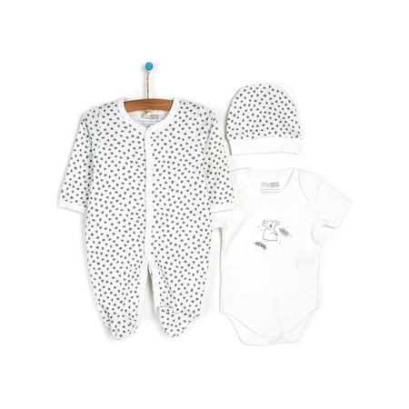 HelloBaby Stone Yenidoğan Organik Tulum-Body-Şapka Unisex 23YHLBUTBS004002