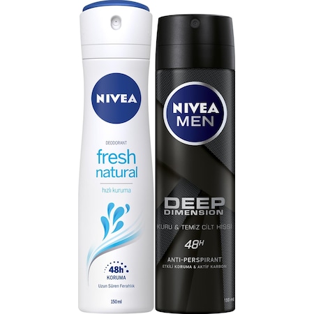 Nivea Fresh Kadın Sprey Deodorant 150 ML + Deep Dimension Erkek Sprey Deodorant 2 x 150 ML