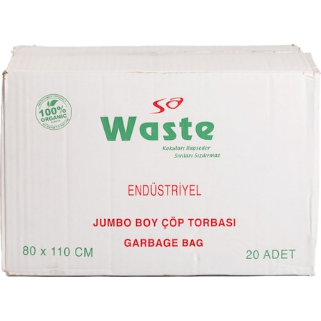 Sa Waste Jumbo Boy Çöp Poşeti 20'li Koli 200 Adet 80 x 110 CM