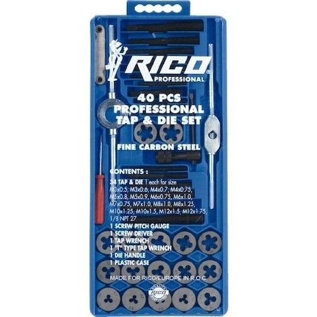 Rico 005-RC3240 40 Parça Klavuz Pafta Seti Metrik Set Kılavuz Pafta