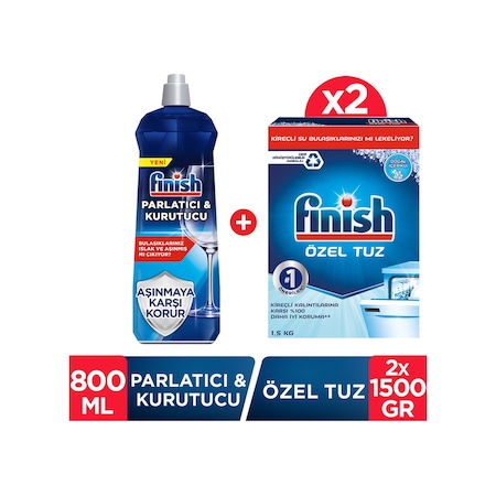 Finish Bulaşık Makinesi Tuzu 3 KG + Parlatıcı 800 ML