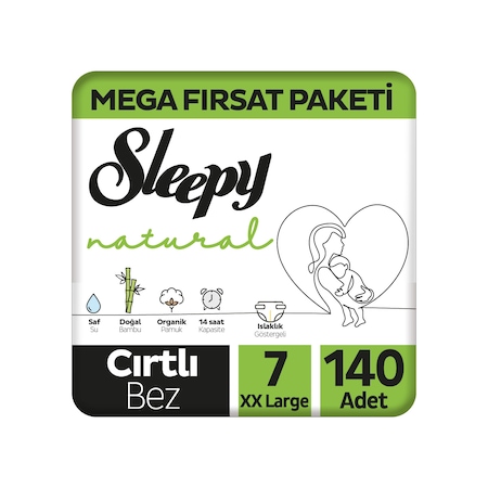 Sleepy Natural Bebek Bezi 7 Numara XXlarge Mega Fırsat Paketi 140 Adet