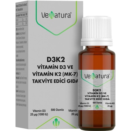 Venatura Vitamin D3 K2 Menakuinon 7 Takviye Edici Gıda 20 ML