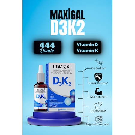 Maxigal D3K2 Damla Takviye Edici Gıda 20 ML