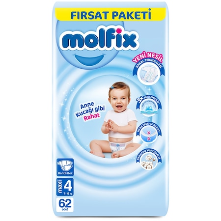 Molfix Fırsat Paketi Maxi 4 Beden 62 Adet MOL-845637