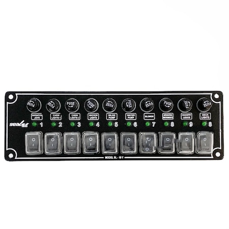 Sealux Switch Panel 10 Anahtar Yatay 12-24v Sigorta Paneli Tekne - Karavan