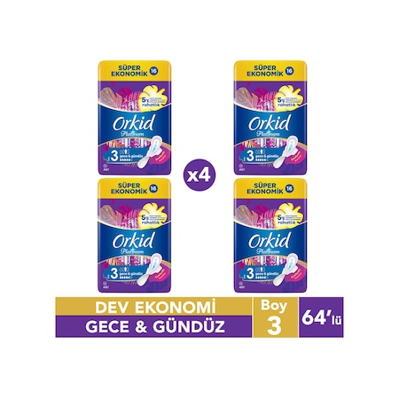 Orkid Platinum Gece&Gündüz Hijyenik Ped 4 x 16 Adet