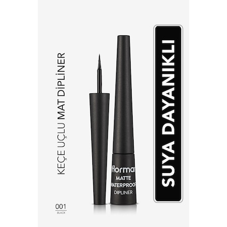 Flormar Matte Waterproof Suya Dayanıklı Mat Dipliner 001 Black