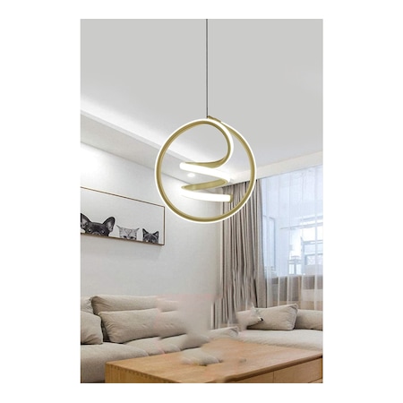 Renkoled Aydınlatma Kumandalı 3 Renk Modern Sarkıt Led Avize Gold Kasa