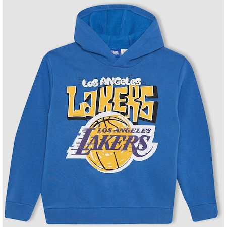 Defacto Erkek Çocuk NBA Los Angeles Lakers Kapüşonlu Kalın Sweatshirt B4796A823WNBE127