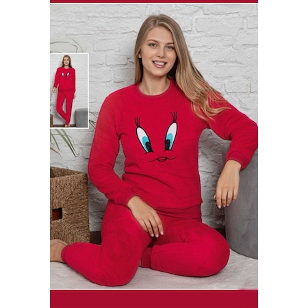 Kadın Kışlık Peluş Pijama Takımı Tweety Takım Tampap 8170- 1005