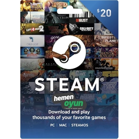 Hemenoyun Steam Gift Card 20 Usd Dolar Cüzdan Kodu