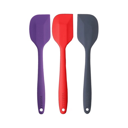 3lü Silikon Spatula Seti Yanmaz Çizmez 27 Cm Gri-Kırmızı-Mor