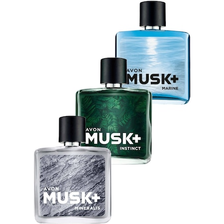 Avon Musk Instinct + Marine + Mineralis Erkek Parfüm EDT 3 x 75 ML
