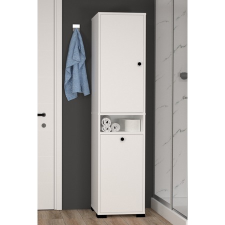 Atlas No.1 3 Raflı Sepetli Banyo Dolabı Beyaz