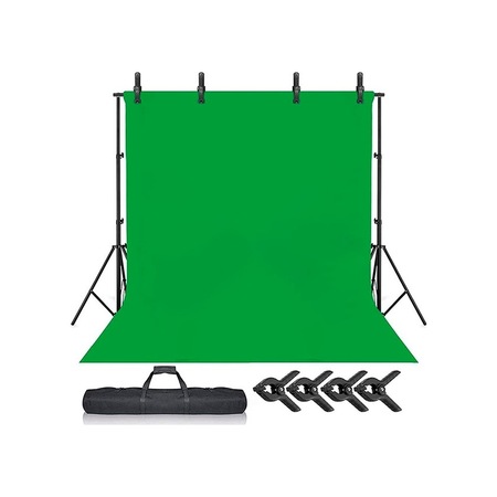 Chromakey Green Screen Greenbox Yeşil Fon Perde(3 X4M)+Fon Standı