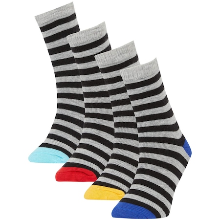 Defacto Erkek Çocuk Çizgili 4'lü Soket Çorap K5222A6NSKR1