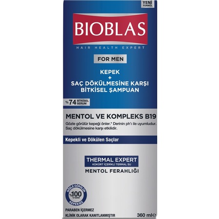 Bioblas For Men Kepeğe Karşı Etkili Mentol Ve Kompleks Şampuan 360 ML