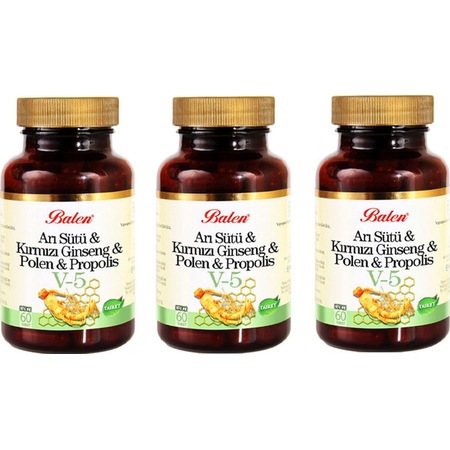 Balen V5 Arı Sütü-Kırmızı Ginseng-Polen-Propolis 1015 Mg 3 Adet