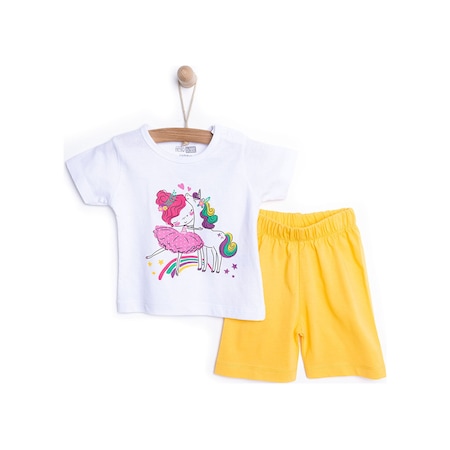 Hellobaby Kız Kısa Kol Pijama Takımı Kız Bebek 24yhlbkkkp011 Beyaz 24YHLBKKKP011_Beyaz