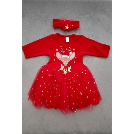 Yılbaşı Bebek Elbisesi Tütülü Geyikli Noel Elbisesi 001
