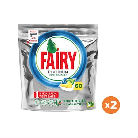 Fairy Platinum Limon Kokulu Bulaşık Makinesi Deterjanı 2 x 60 Tablet