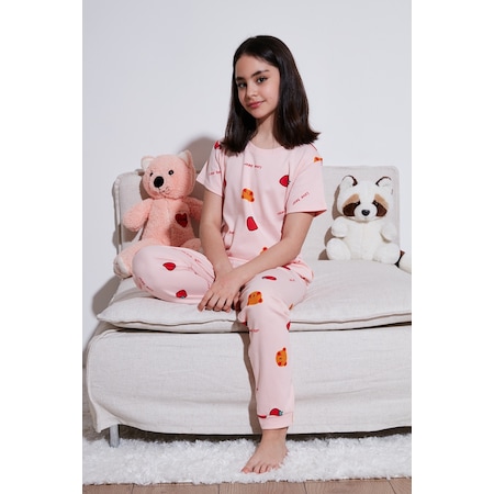 Lela Kız Çocuk Pijama Takımı 6651002 Pembe